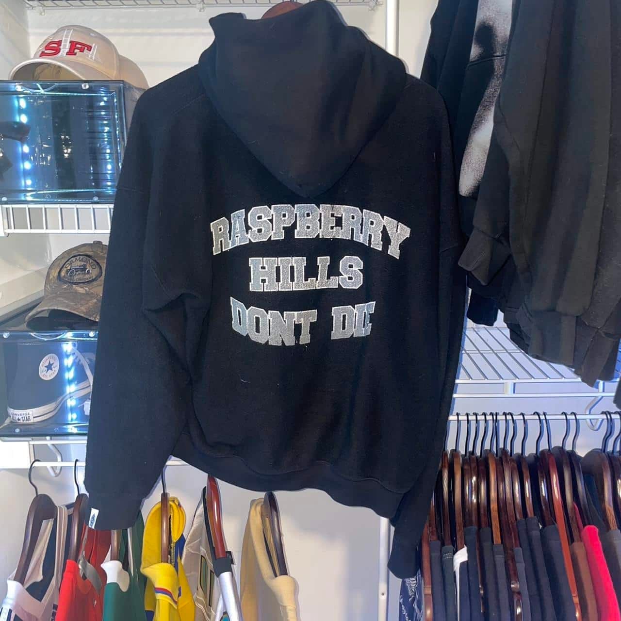 P0.jpg Raspberry Hills Men's Black And Grey Hoodie - Image 1